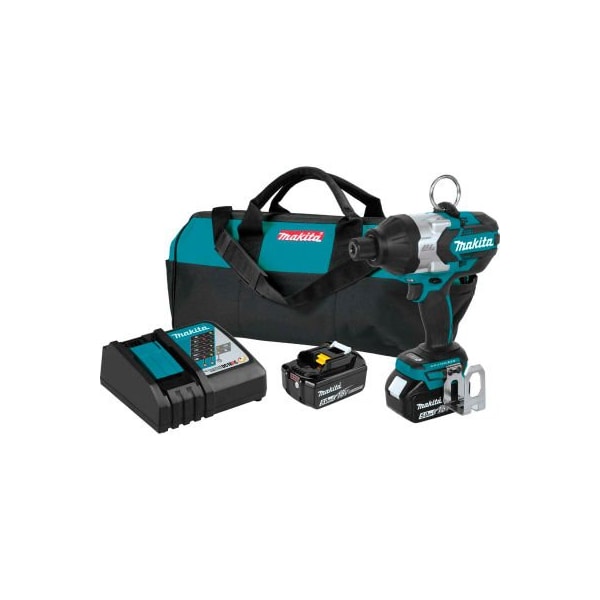 Makita Cordless Hi-Torque 7/16 Hex Impact Wrench Kit, 5.0Ah, 18V LXT Li-Ion, Brushless XWT09T - main